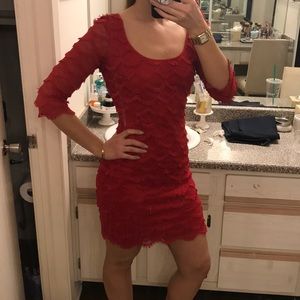 Guess 3/4 sleeve fringe dress (red)